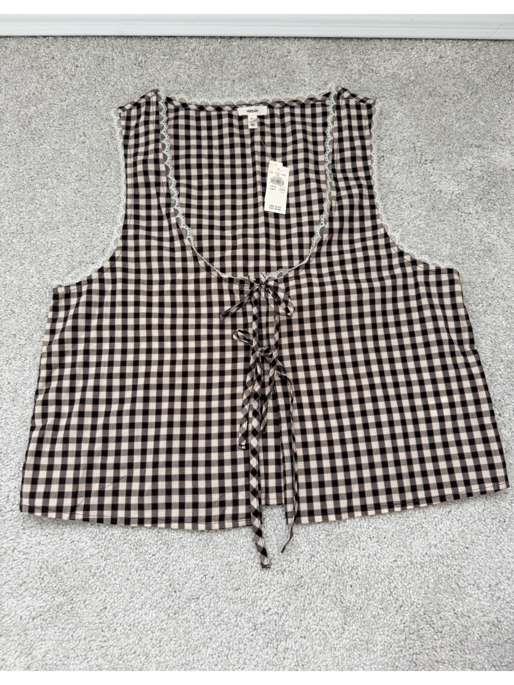 NWT Aerie Off-Duty Poplin Tie Front Tank Top, size Small